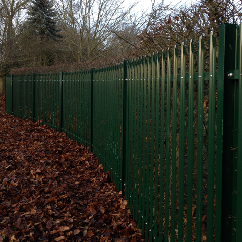 Green Palisade Security Fence Instllation